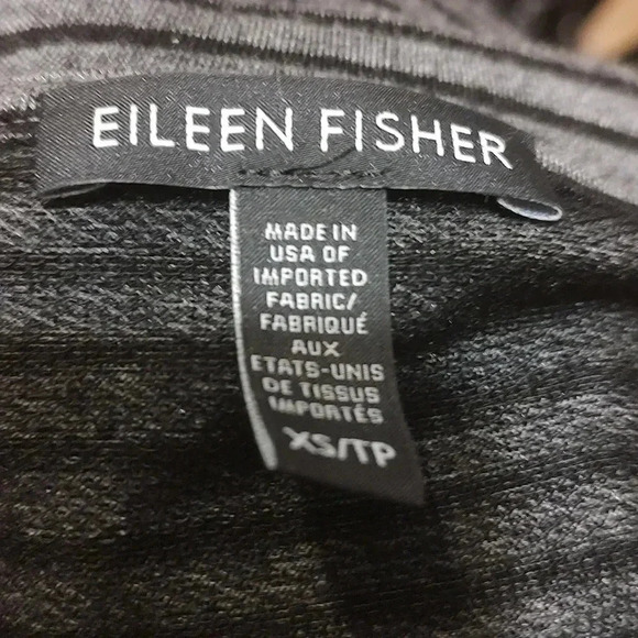 Eileen Fisher organic BOAT-NECK STRIPED TOP,  IN ASH/BLACK - Picture 7 of 8